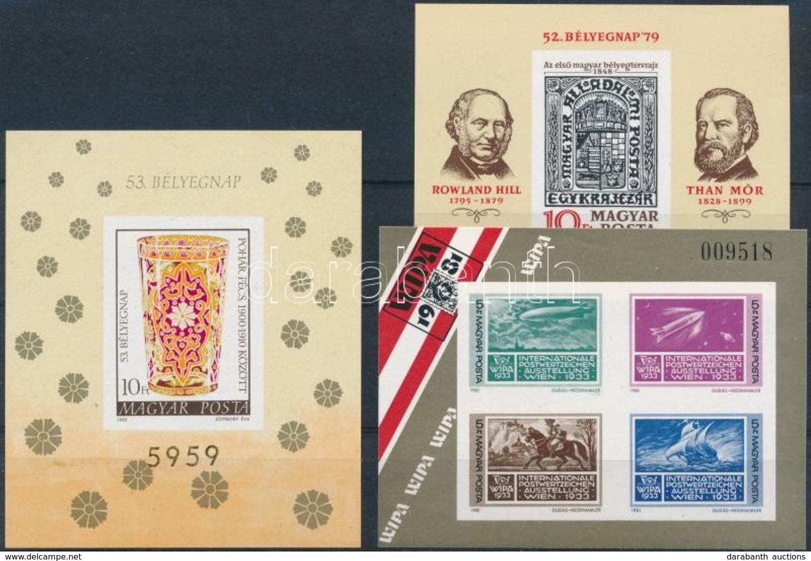 ** 1979-1981 3 Klf Vágott Blokk (12.500) / 3 Different Imperforate Blocks - Other & Unclassified