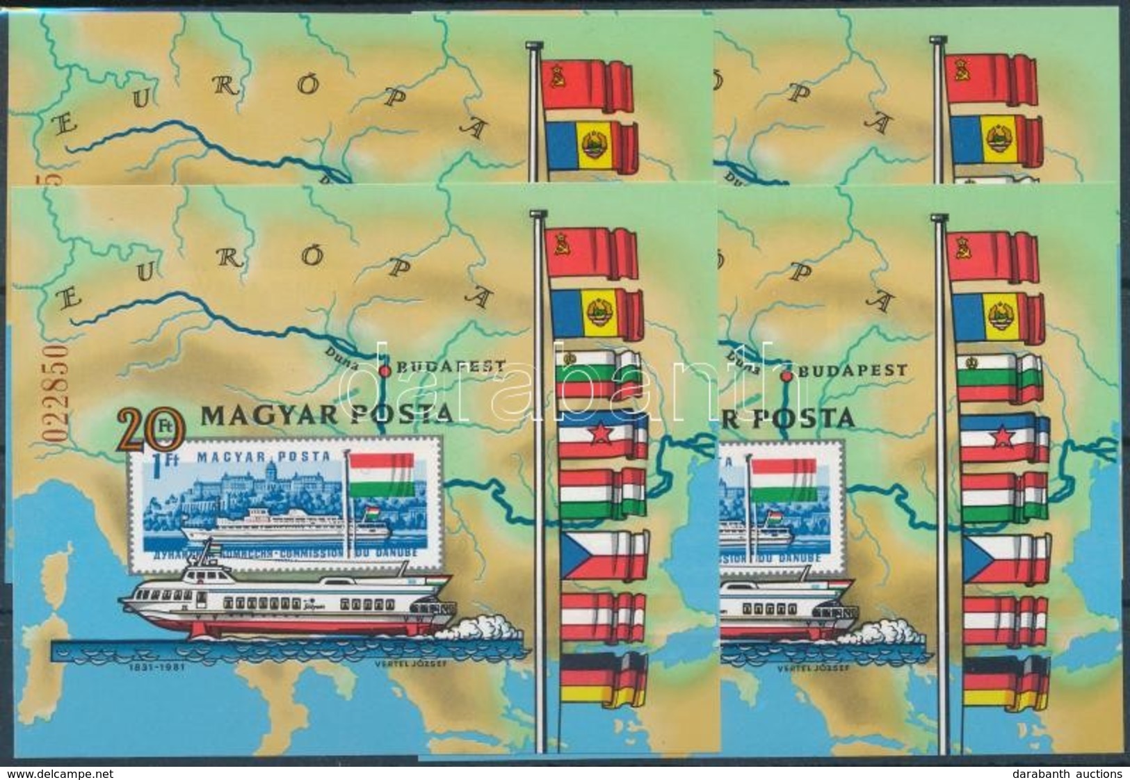 ** 1981 Duna 4 Db Vágott Blokk (20.000) / 4 X Mi 153 Imperforate Blocks - Andere & Zonder Classificatie