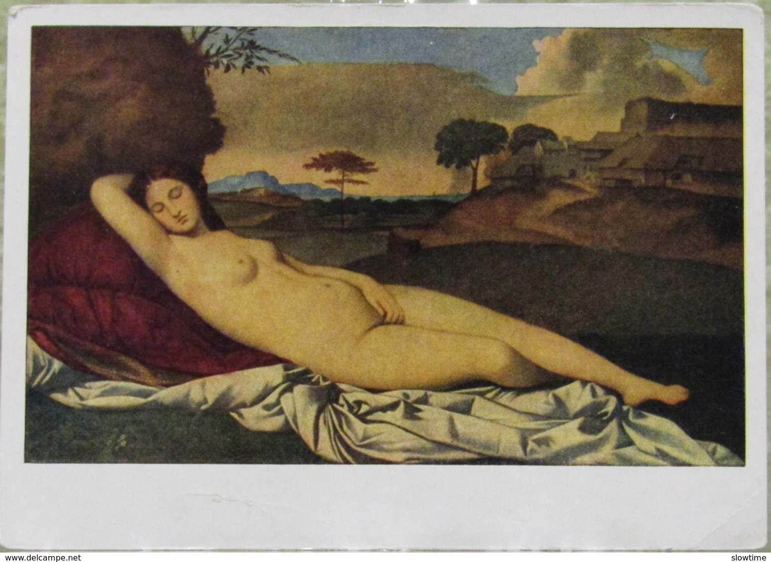 Giorgione Sleeping Venus Italian School Of Painting Old USSR Postcard 1956 - Malerei & Gemälde