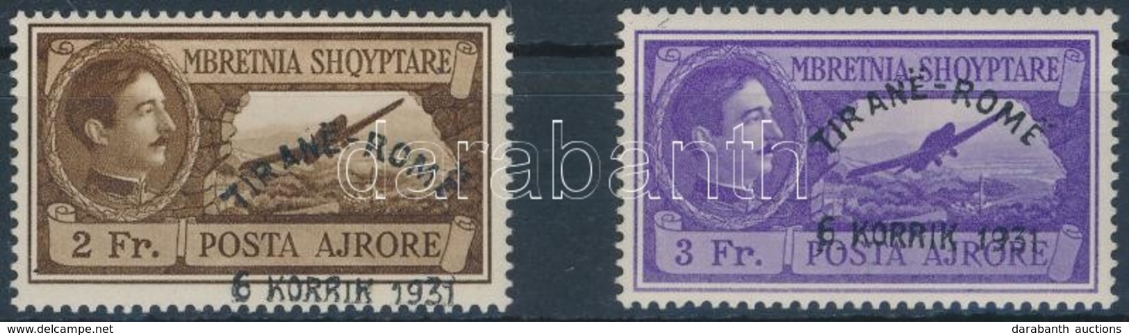 ** 1931 Az Első Repülőút Tirana és Róma Között Felülnyomott Sor Záróértékei / 2 Values Mi 240-241 - Other & Unclassified