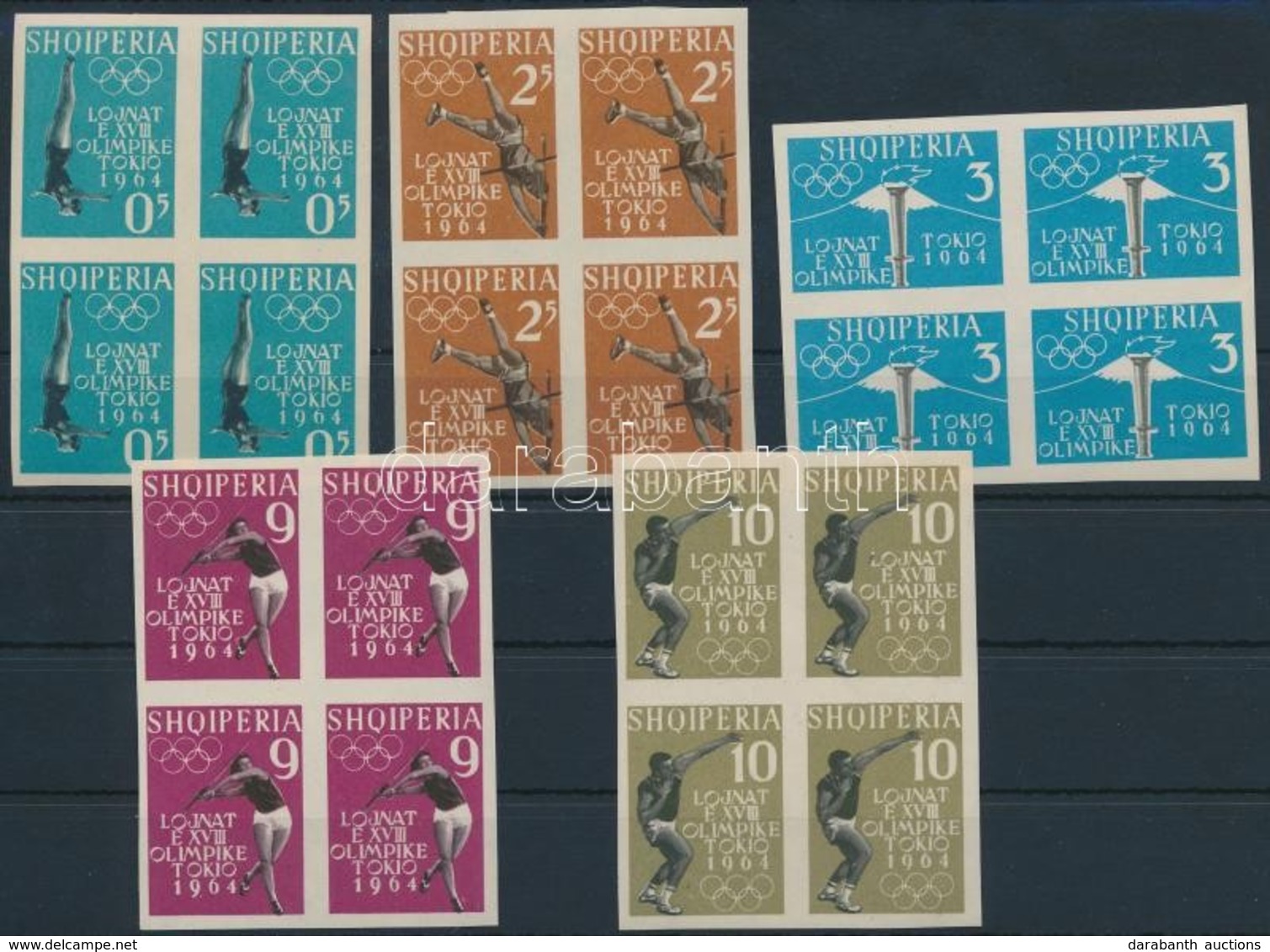 ** 1962 Olimpia Vágott Sor Négyestömbökben Mi 657-661B - Other & Unclassified