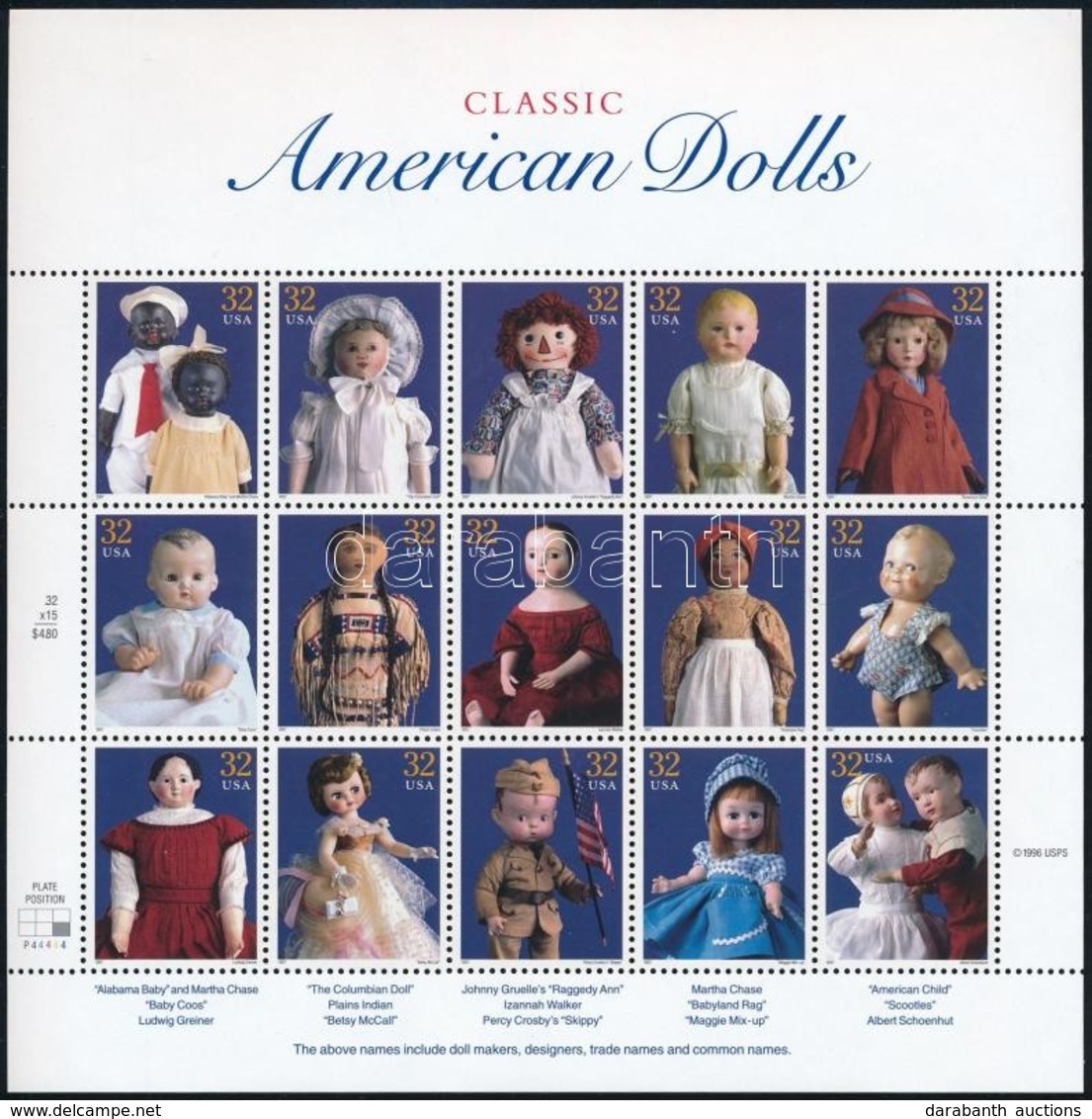 ** 1997 Játékbabák Kisív,
Dolls Minisheet
Mi 2857-2871 - Altri & Non Classificati