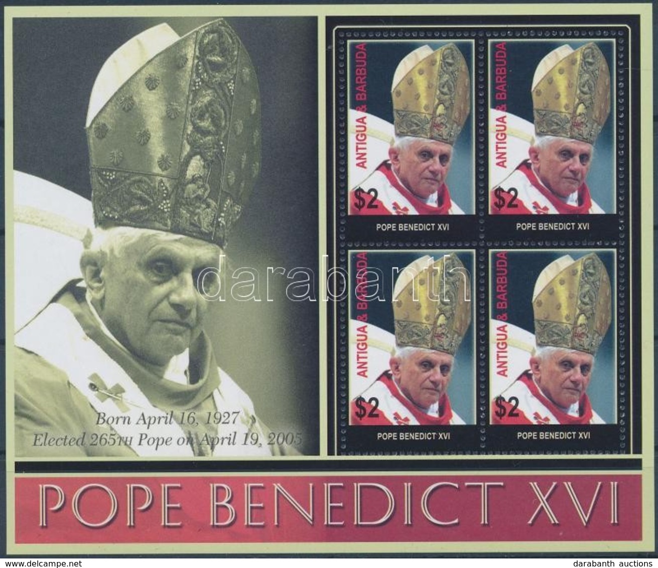 ** 2005 XVI. Benedek Pápa Kisív,
Pope Benedict XVI Minisheet
Mi 4295 - Andere & Zonder Classificatie