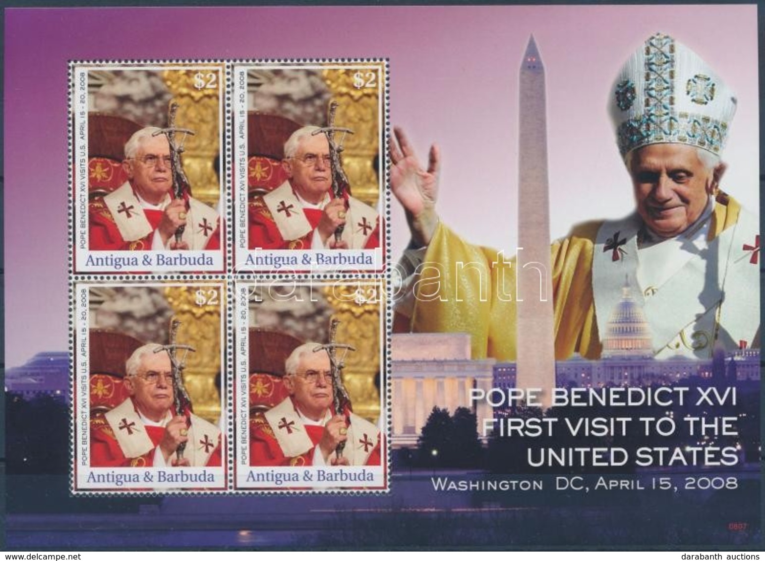 ** 2008 XVI. Benedek Pápa Kisív,
Pope Benedict XVI Minisheet
Mi 4582 - Sonstige & Ohne Zuordnung