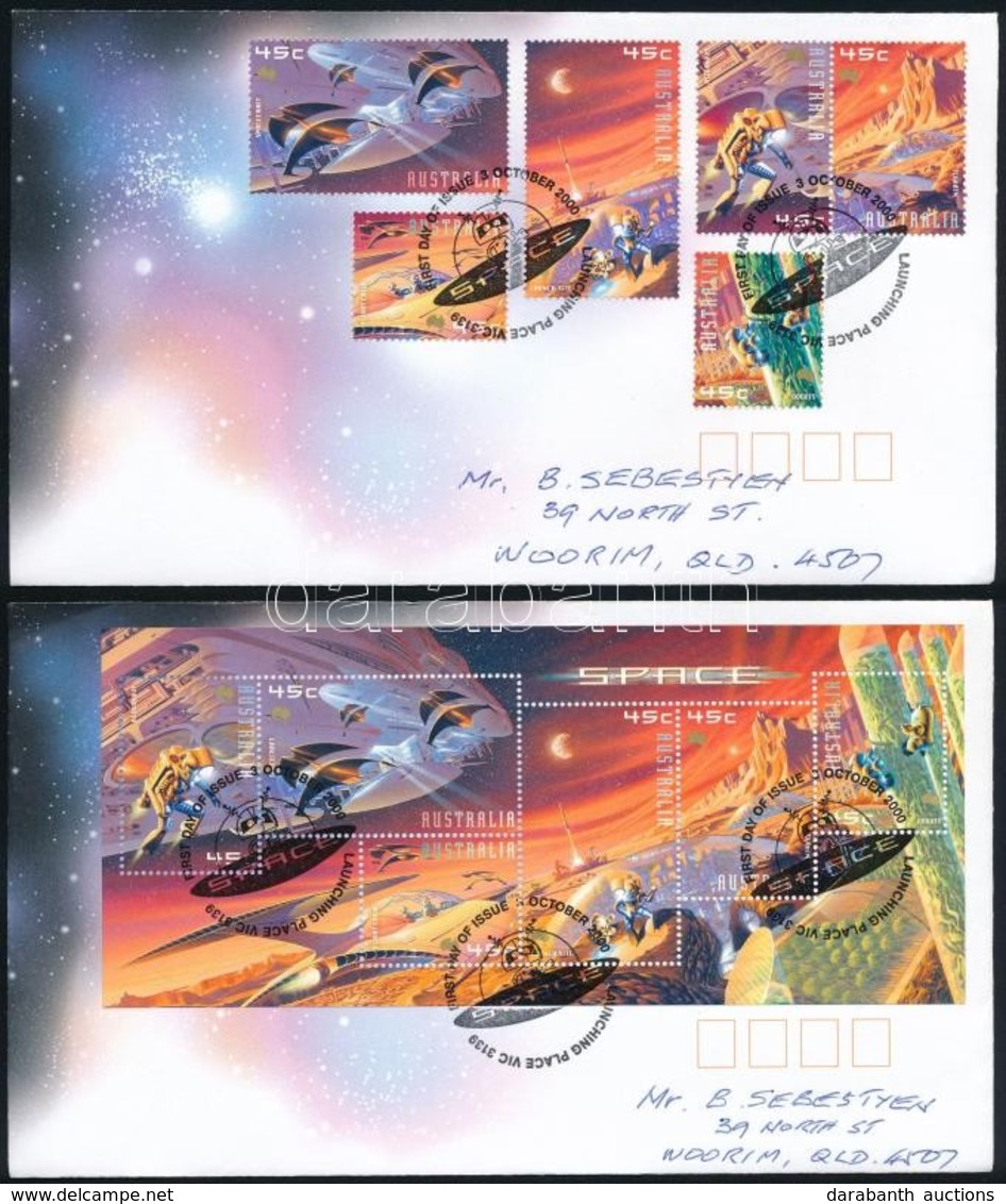 2000 Űrkutatás Sor Mi 1989-1994 + Blokk Mi 36 2 Db FDC-n - Sonstige & Ohne Zuordnung