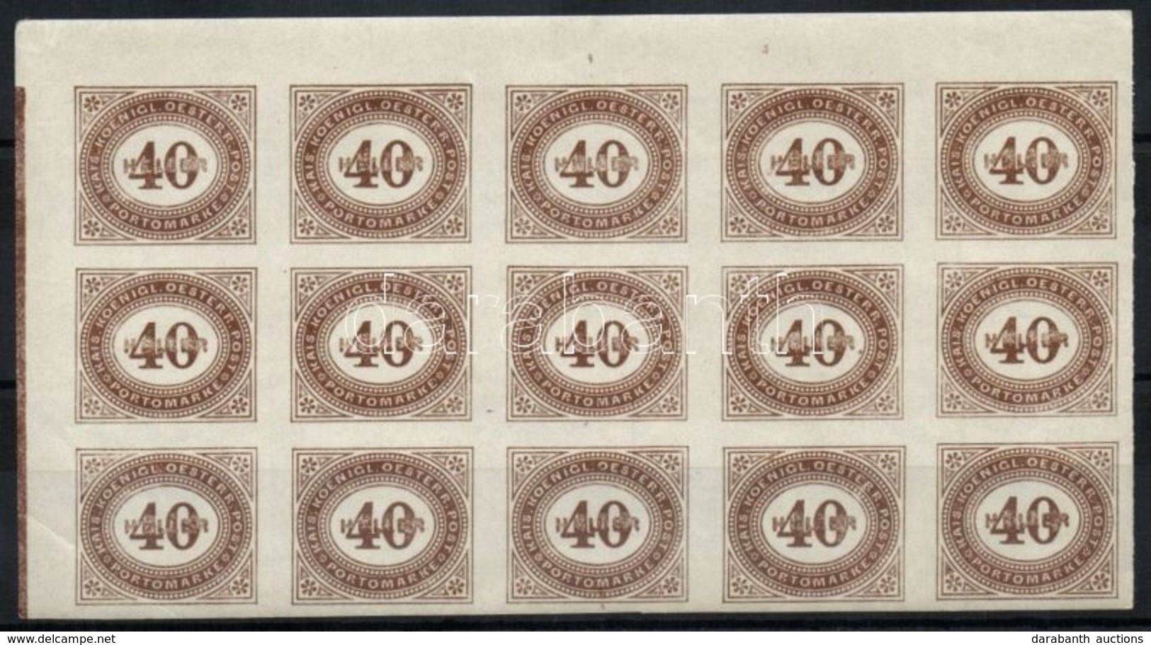 ** 1899 Portó Mi  20 ívsarki 15-ös Tömb, 1 Bélyeg Törött / Block Of 15, 1 Stamp Folded - Andere & Zonder Classificatie