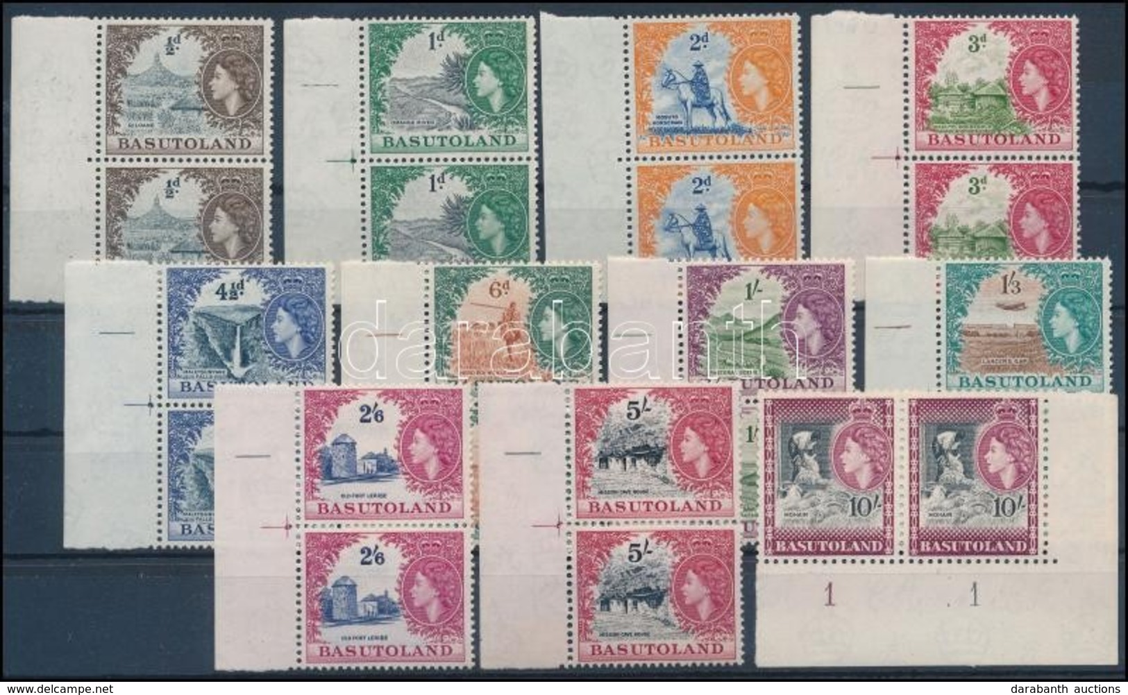 ** 1954 II. Erzsébet Brit Királynő Sor ívszéli és ívsarki Párokban,
Elizabeth II Set In Margin And Corner Pairs
Mi 46-56 - Other & Unclassified