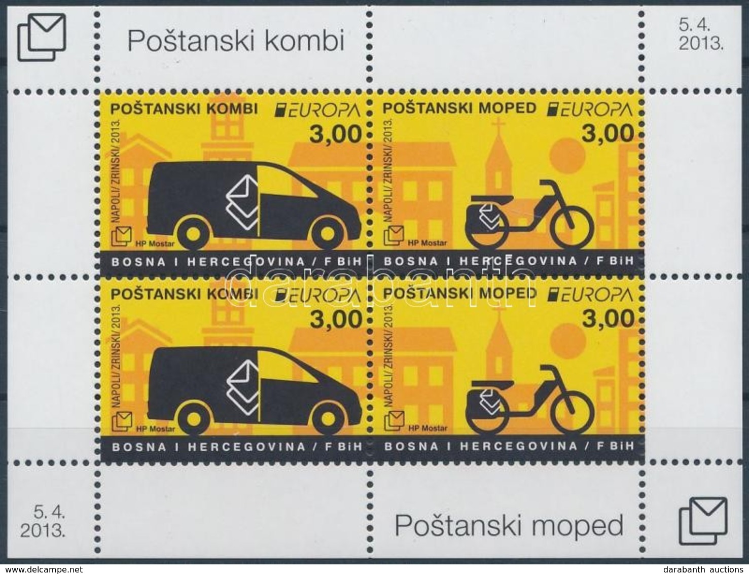 ** 2013 Europa CEPT Postai Járművek Blokk Mi 29 - Other & Unclassified