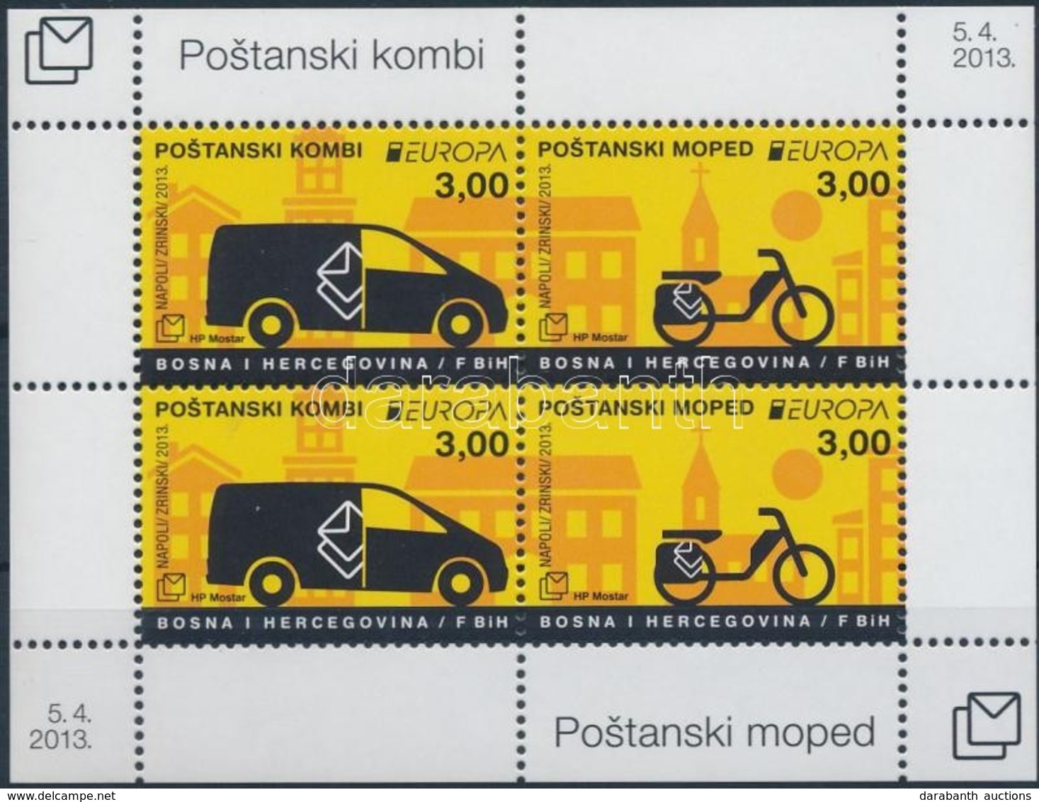 ** 2013 Europa CEPT, Postai Járművek Blokk Mi 29 - Andere & Zonder Classificatie