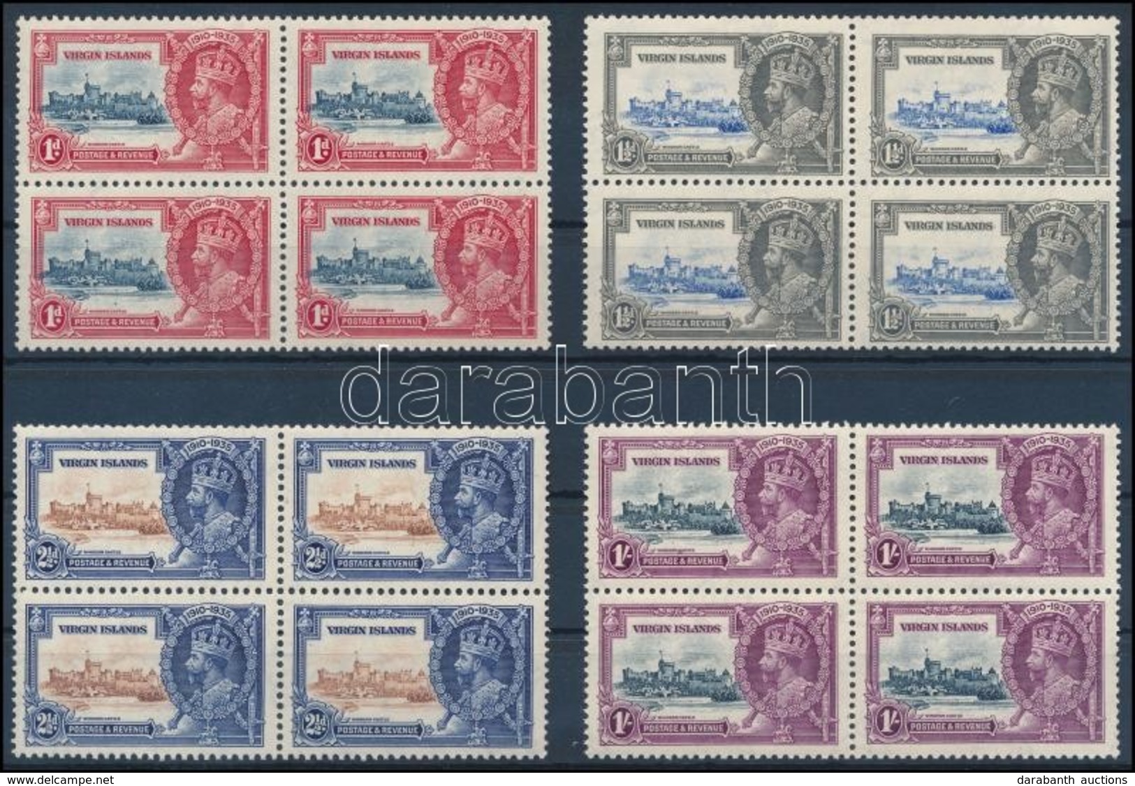 ** 1935 V. György Jubileuma Sor Négyestömbökben,
George V's Jubilee Set In Blocks Of 4
Mi 65-68 - Other & Unclassified