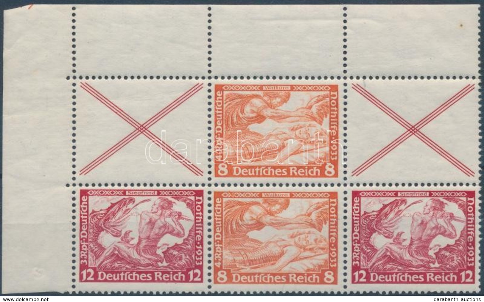 ** 1933 Nothilfe Füzetösszefüggés ívsarki Hatostömb Mi W52+W56 - Other & Unclassified