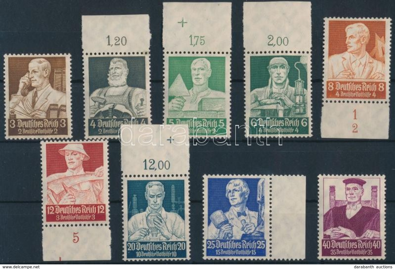 ** * 1934 Nothilfe: Foglalkozások Sor Mi 556-564 (556 és 564 Falcos) - Other & Unclassified