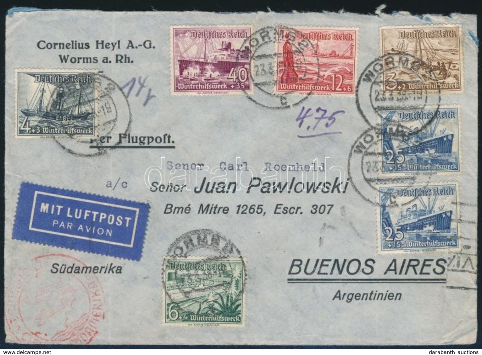 1938 Légi Levél Argentínába / Airmail Cover To Argentina - Other & Unclassified