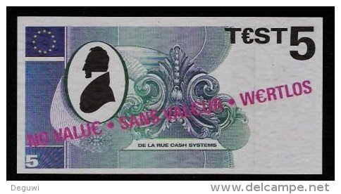 Test Note "DE LA RUE" Testnote, 5 EURO, Beids. Druck, Sample, RRR, UNC - Sonstige & Ohne Zuordnung