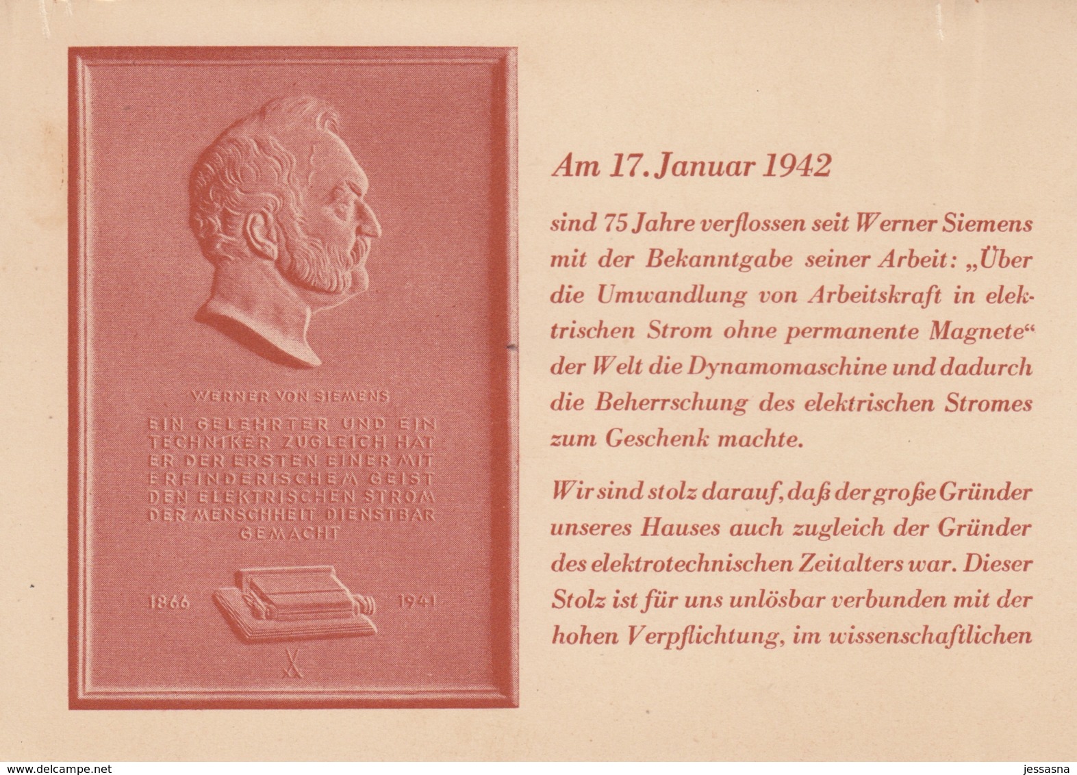 AK - Gedenkkarte Zum 75 Jährigen Bestehen Des Hauses SIEMENS & HALSKE 1942 - Sonstige & Ohne Zuordnung