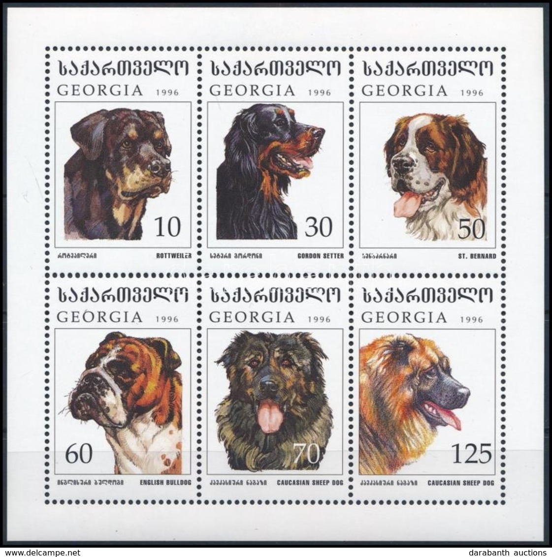 ** 1997 Kutyák Kisív,
Dogs Minisheet
Mi 234-239 - Andere & Zonder Classificatie