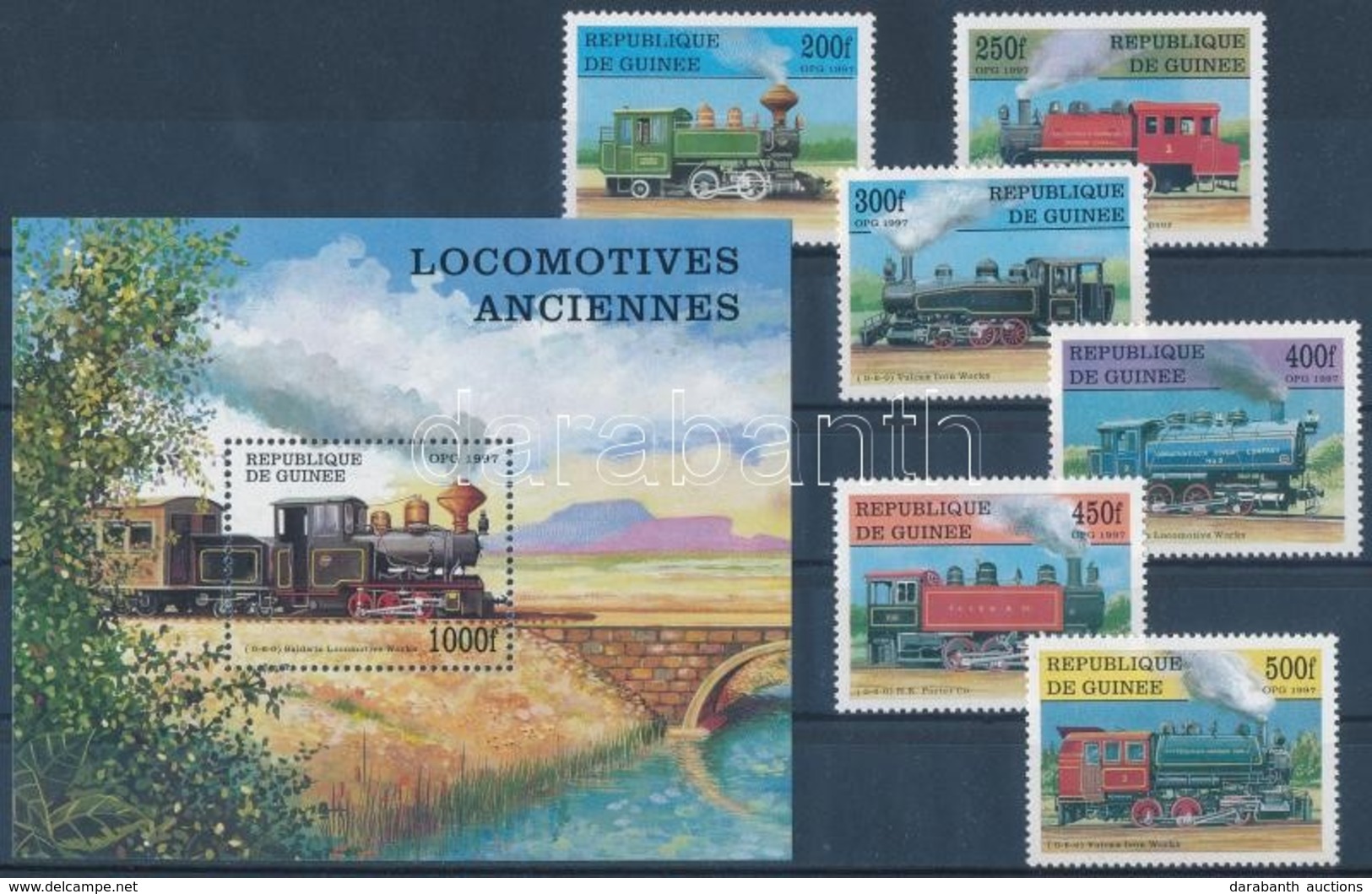 ** 1997 Mozdonyok Sor Mi 1659-1664 + Blokk Mi 512 - Andere & Zonder Classificatie