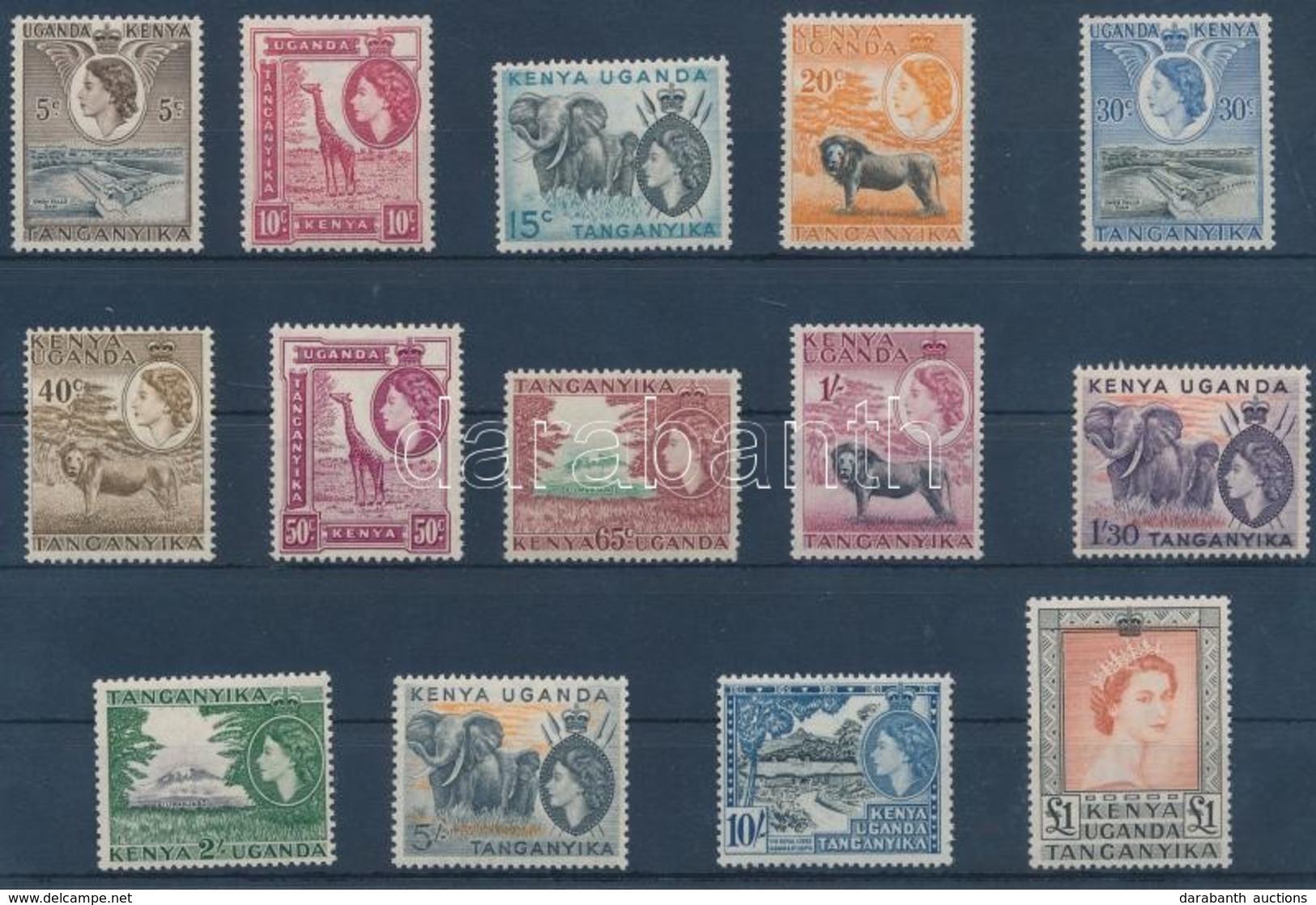 ** * 1954/1958 II. Erzsébet Királynő és Tájak Sor Mi 92-105 (102 Falcos, 94 I) - Other & Unclassified