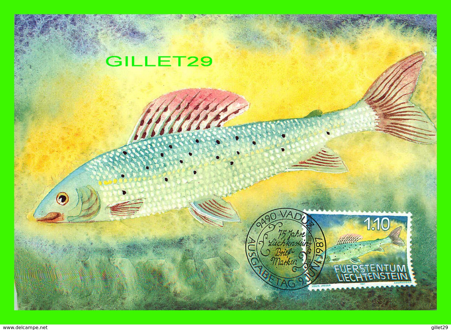 FDC - LIECHTENSTEIN 1987 -  SPECIAL STAMPS FISHES, MILLER'S THUMB OR BULLHEAD, COTTUS GOBIO - - FDC