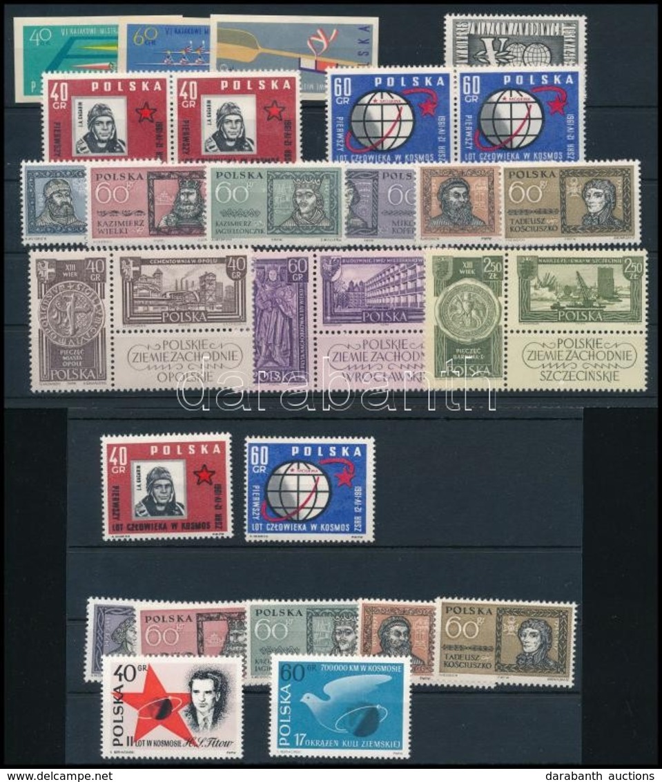 ** 1961 7 Különböző Sor (10 összesen - Egyik Hiányos) , 1 Bélyeg, 2 Blokk (egyik Gyűrött),
7 Diff. Sets (10 Sets - 1 Is  - Sonstige & Ohne Zuordnung