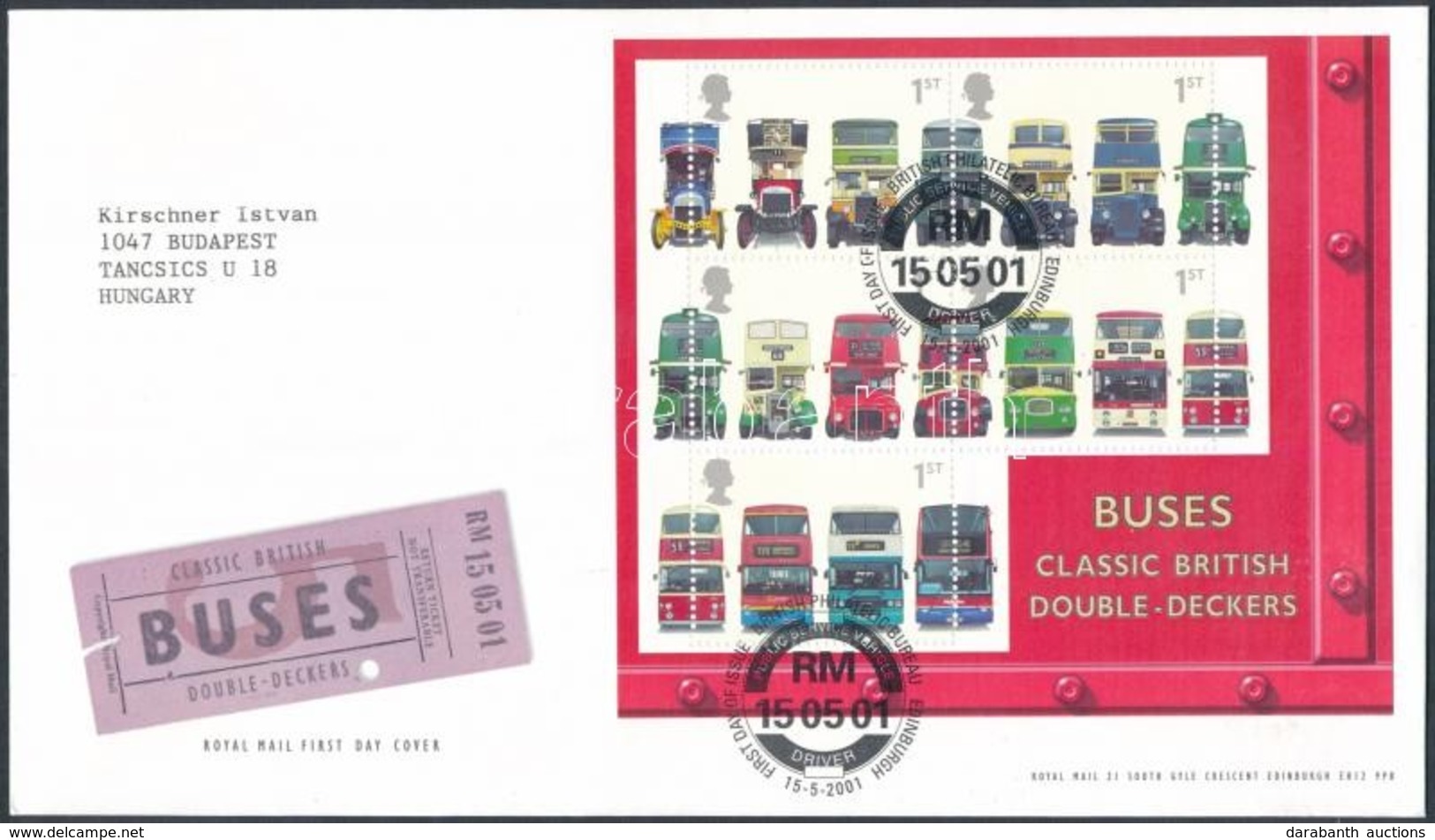 2001 Emeletes Buszok Blokk Mi 11 FDC-n - Other & Unclassified