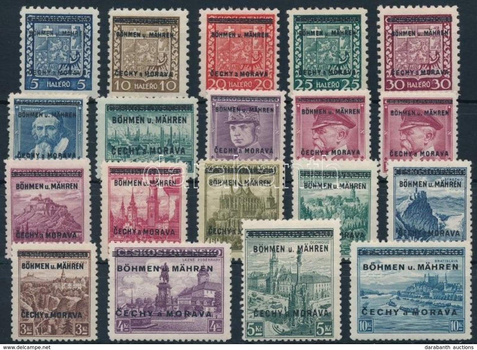 ** Böhmen Und Mahren 1939 Forgalmi Sor Felülnyomással Mi 1-19 - Other & Unclassified