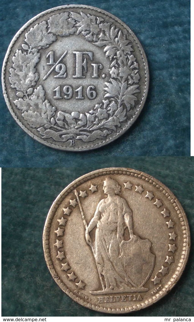 M_p> Svizzera 1/2 Franco O 50 Centesimi 1916 In Argento,2,5 Grammi Titolo 835/oo - 1/2 Franc