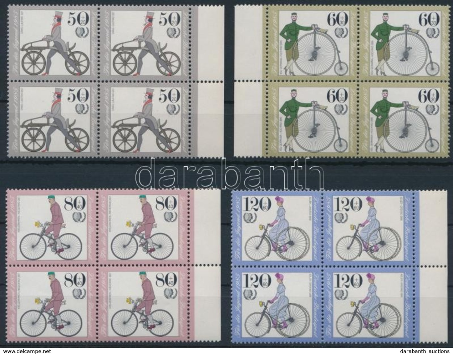 ** 1985 Kerékpárok Mi 1242-1245 ívszéli Négyestömbök - Sonstige & Ohne Zuordnung