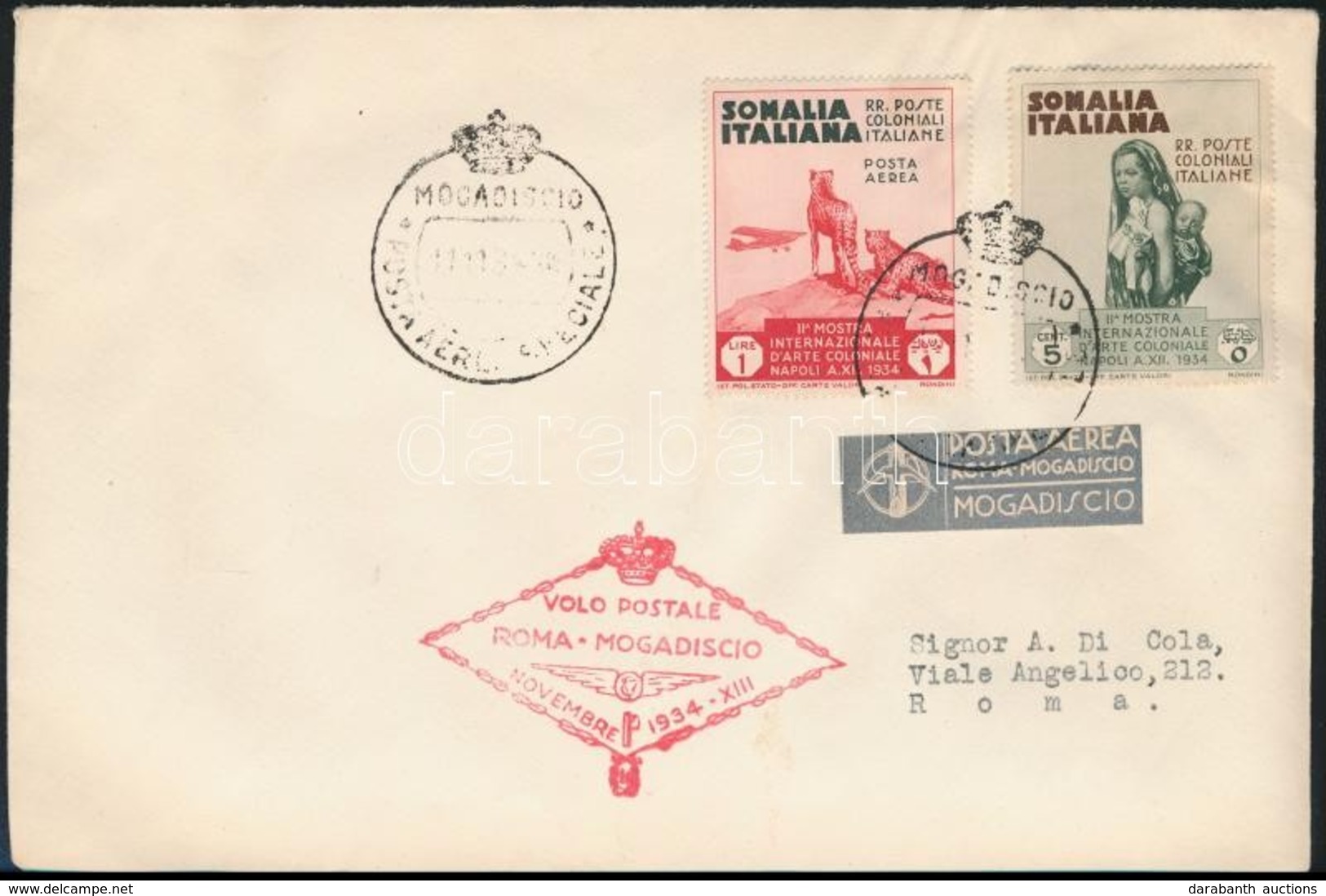 1934 Levél,
Cover ROMA-MOGADISCIO - Other & Unclassified