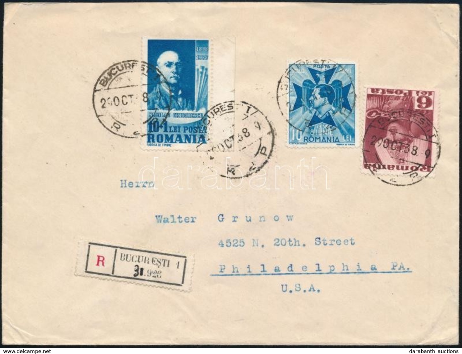 1938 Ajánlott Levél Az Egyesült Államokba / Registered Cover To The USA - Other & Unclassified