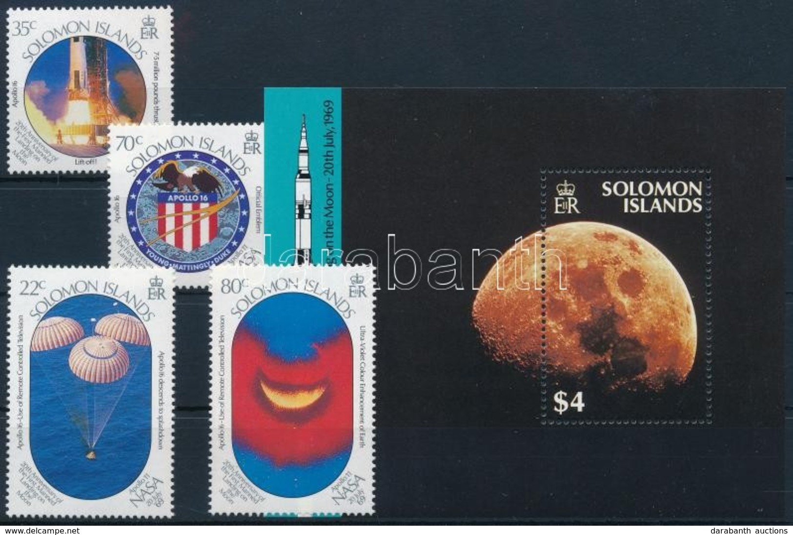 ** 1989 Holdraszállás - Apollo 11 Sor Mi 708-711 + Blokk Mi 27 - Other & Unclassified