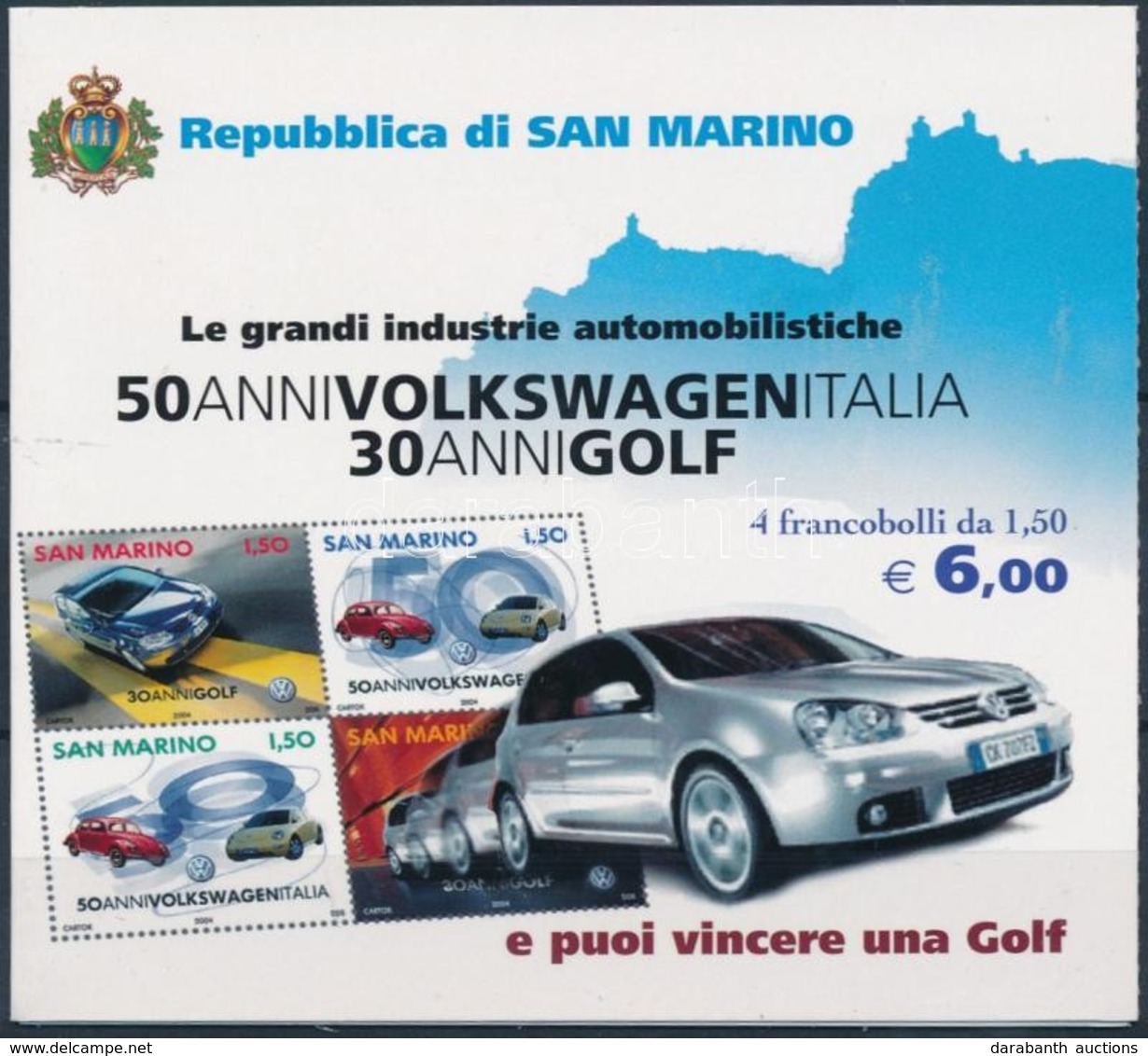 ** 2004 50 éves Az Olasz Volkswagen Gyártás Bélyegfüzet MH 7 (Mi 2154-2157) - Andere & Zonder Classificatie