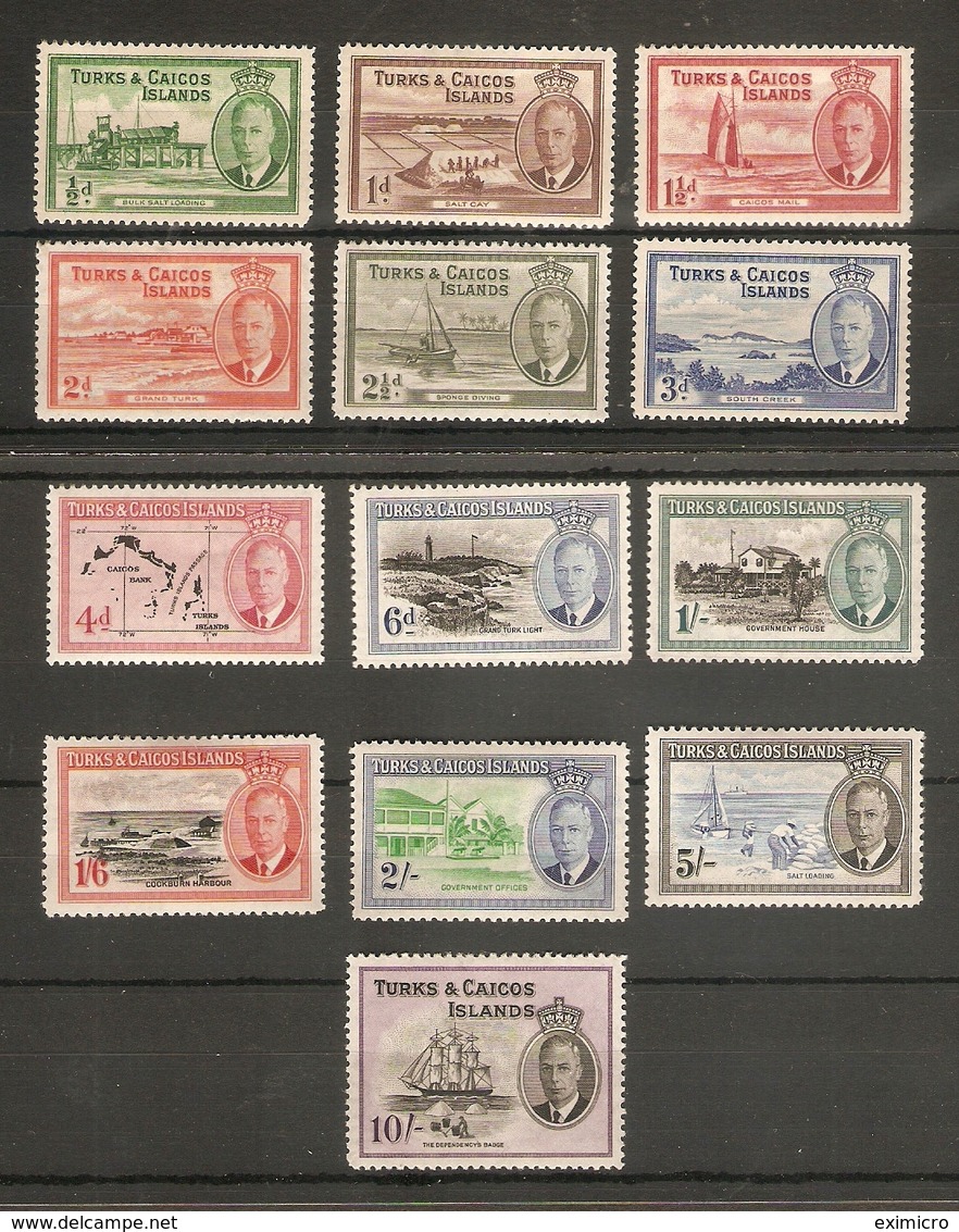 TURKS AND CAICOS ISLANDS 1950 SET SG 221/233 MOUNTED MINT Cat £85 - Turks And Caicos