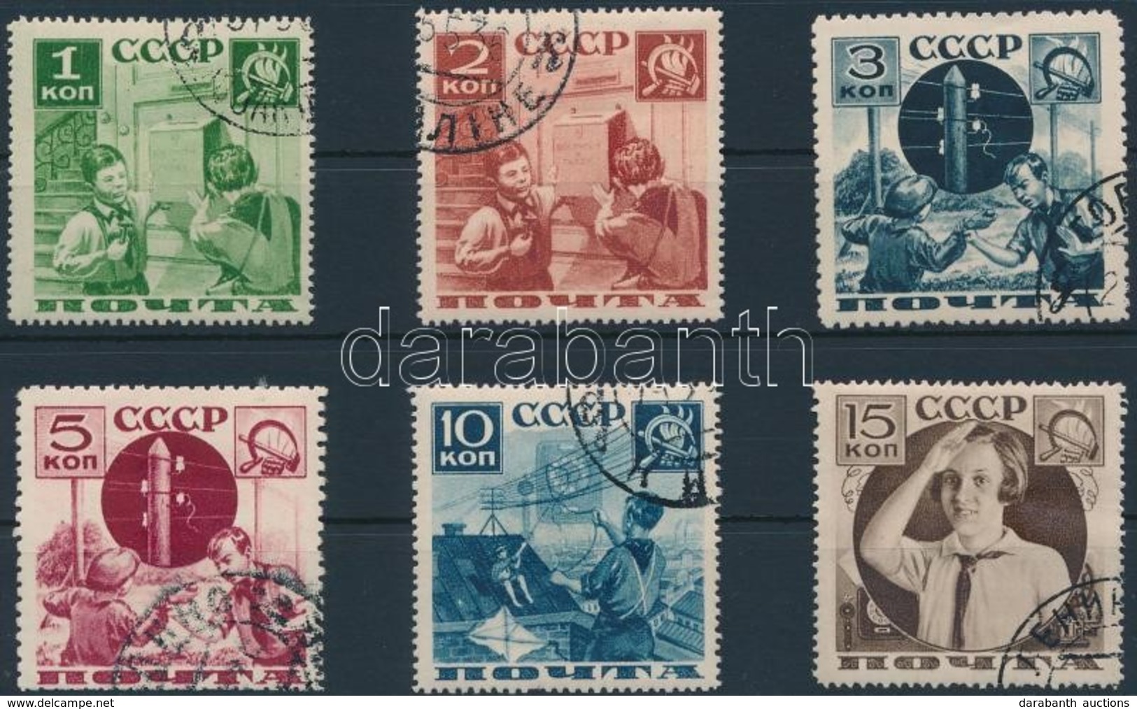 O 1936 Úttörők Sor, A 3 K és 5 K 11-es Fogazással,
Pioneers Set, 3 K And 5 K With 11 Perforation
Mi 542-547 - Other & Unclassified