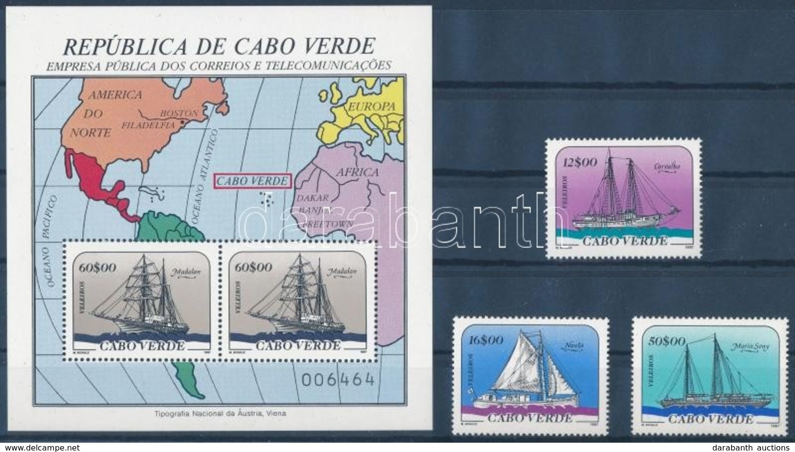 ** 1987 Vitorlás Hajók Sor + Blokk,
Sailing Boat Set + Block
Mi 523-525 + 11 - Other & Unclassified