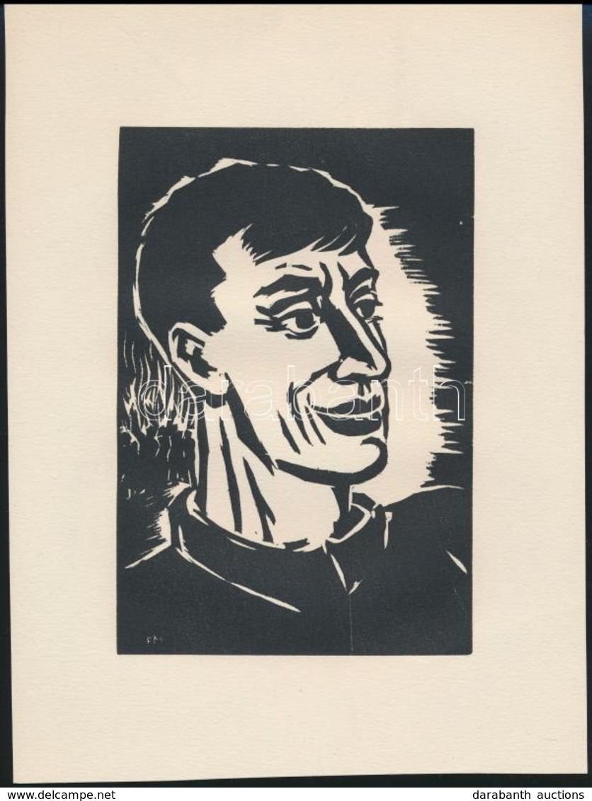 Frans Masereel (1889-1972): Önarckép, Fametszet, Papír, Jelzett A Metszeten, 16×11 Cm - Andere & Zonder Classificatie