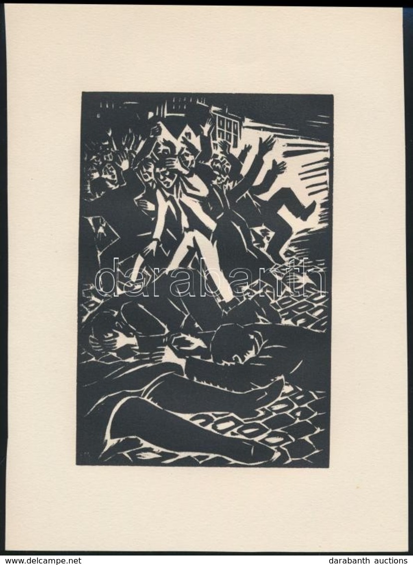 Frans Masereel (1889-1972): Tüntetők, Fametszet, Papír, Jelzett A Metszeten, 16×11 Cm - Other & Unclassified