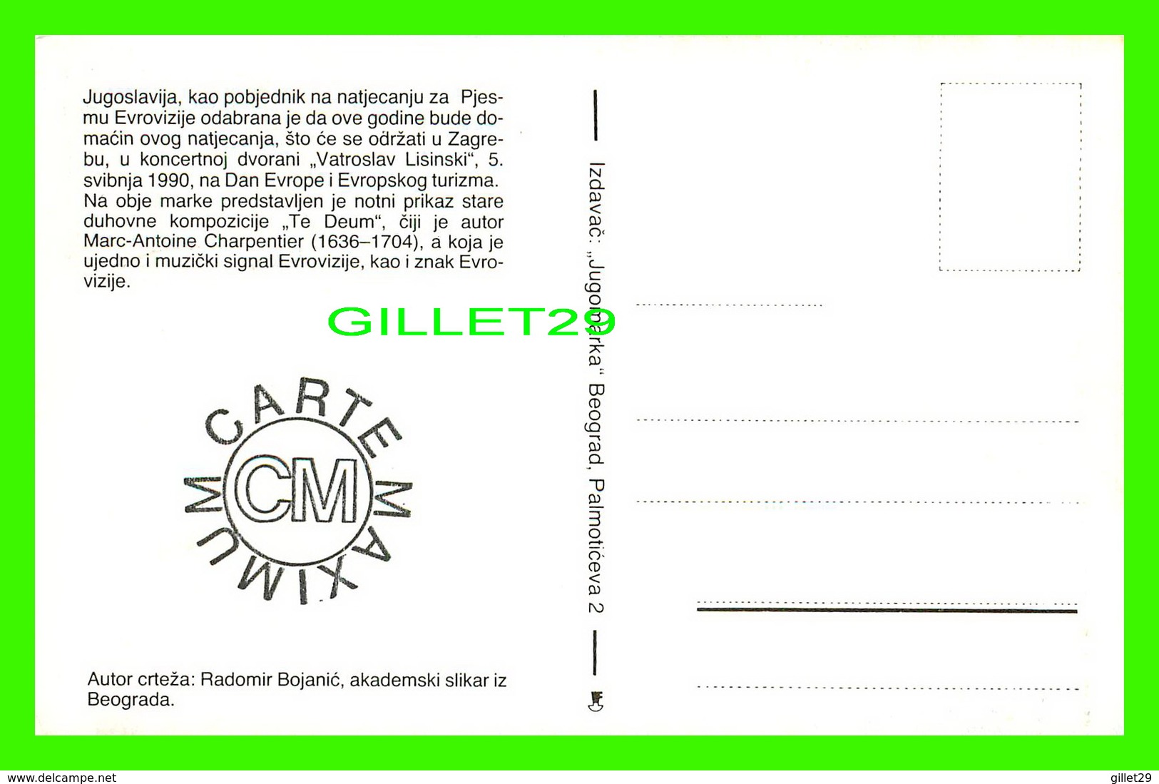 FDC - JUGOSLAVIJA, 1990 - VATROSLAV LISINSKI - R. BOJANIC - - Cartes-maximum