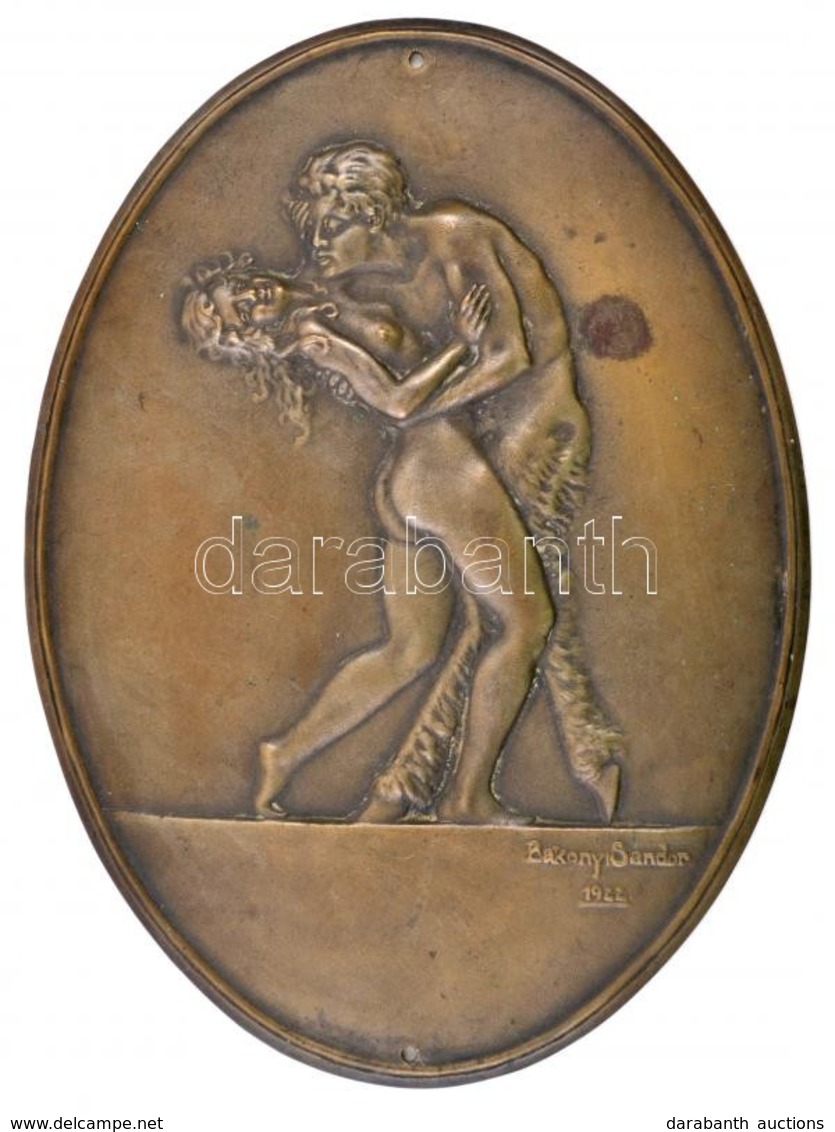 Bakonyi Sándor (1892-1937): Faun és Nimfa 1922. Bronz Falikép, Jelzett, 20,5×15 Cm - Other & Unclassified