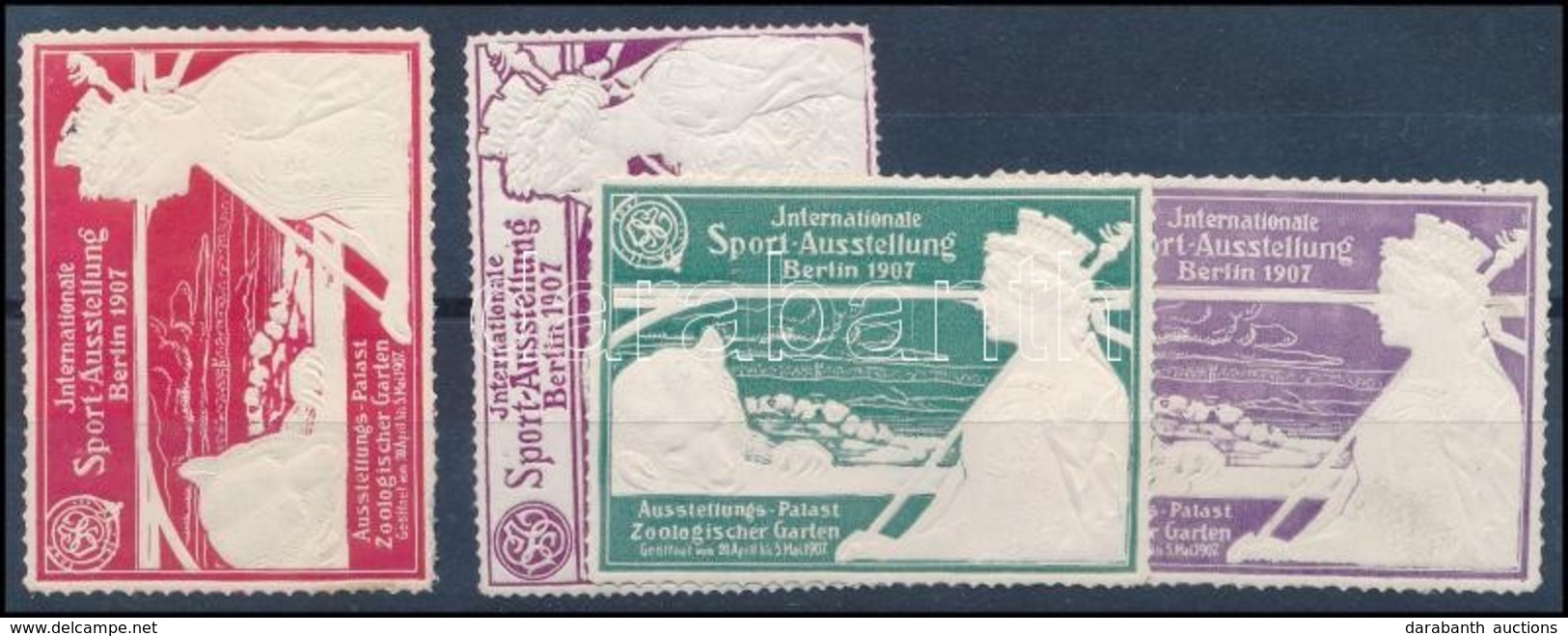 1907 4 Db Berlini Sport Kiállítás Levélzáró - Unclassified