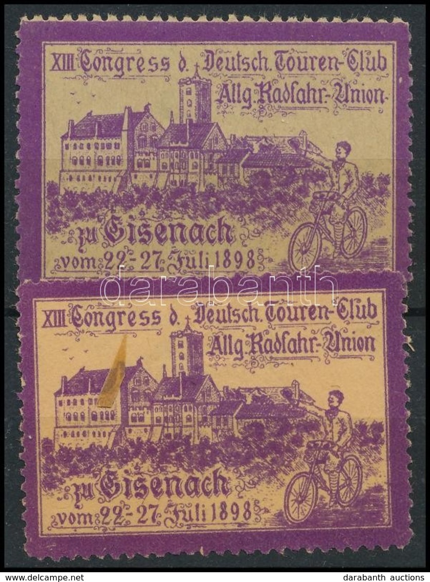 1898 2 Db Német Kerékpárok Levélzáró - Ohne Zuordnung