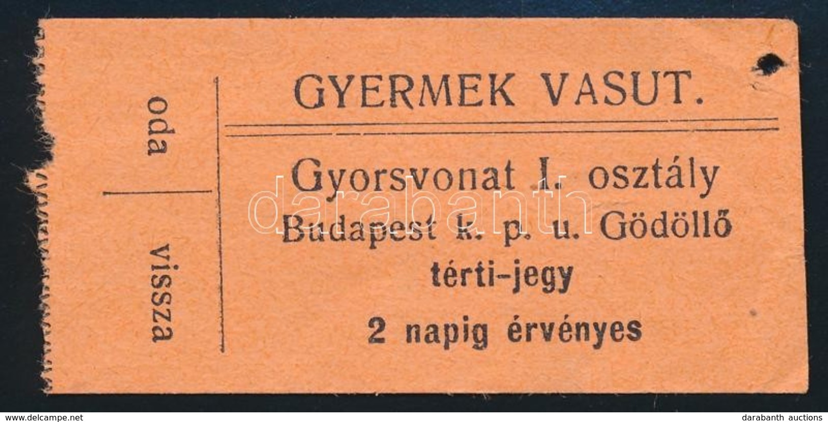 Gyermekvasút Jegy, Gyorsvonat I. Osztály,  Budapest Keleti-Gödöllő Viszonylatra - Zonder Classificatie