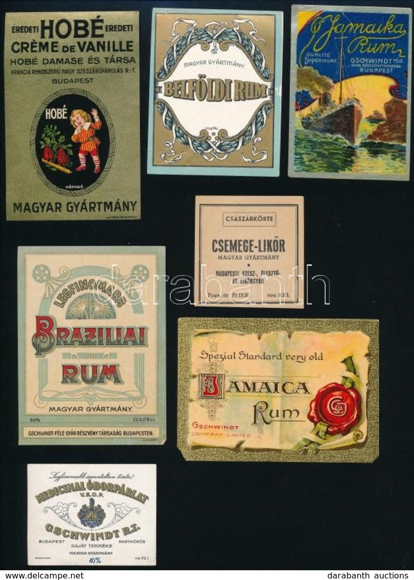 Cca 1920-1950 Vegyes Italcímke Tétel, összesen 7 Db, Köztük Hobé Créme De Vanille, Jamaica Rum, Braziliai Rum, 5,5x5,5 é - Advertising