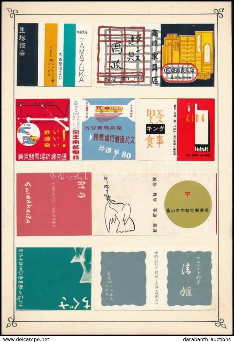 Cca 1950 58 Db Nagyméretű Japán Gyufacímke, 7 Db Kartonlapra Ragasztva - Unclassified