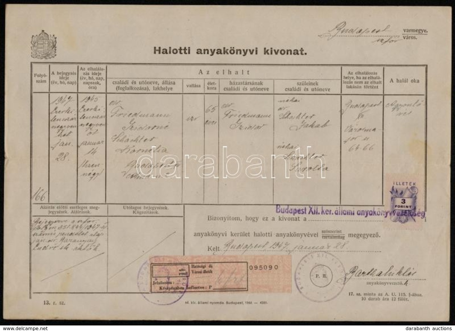 1947 1945. Január 14.-én, A Városmajor út 64-66 Sz. Alatti Zsidó Kórház, A Bíró Dániel Gyógyintézetnél Történt Nyilas Mé - Andere & Zonder Classificatie