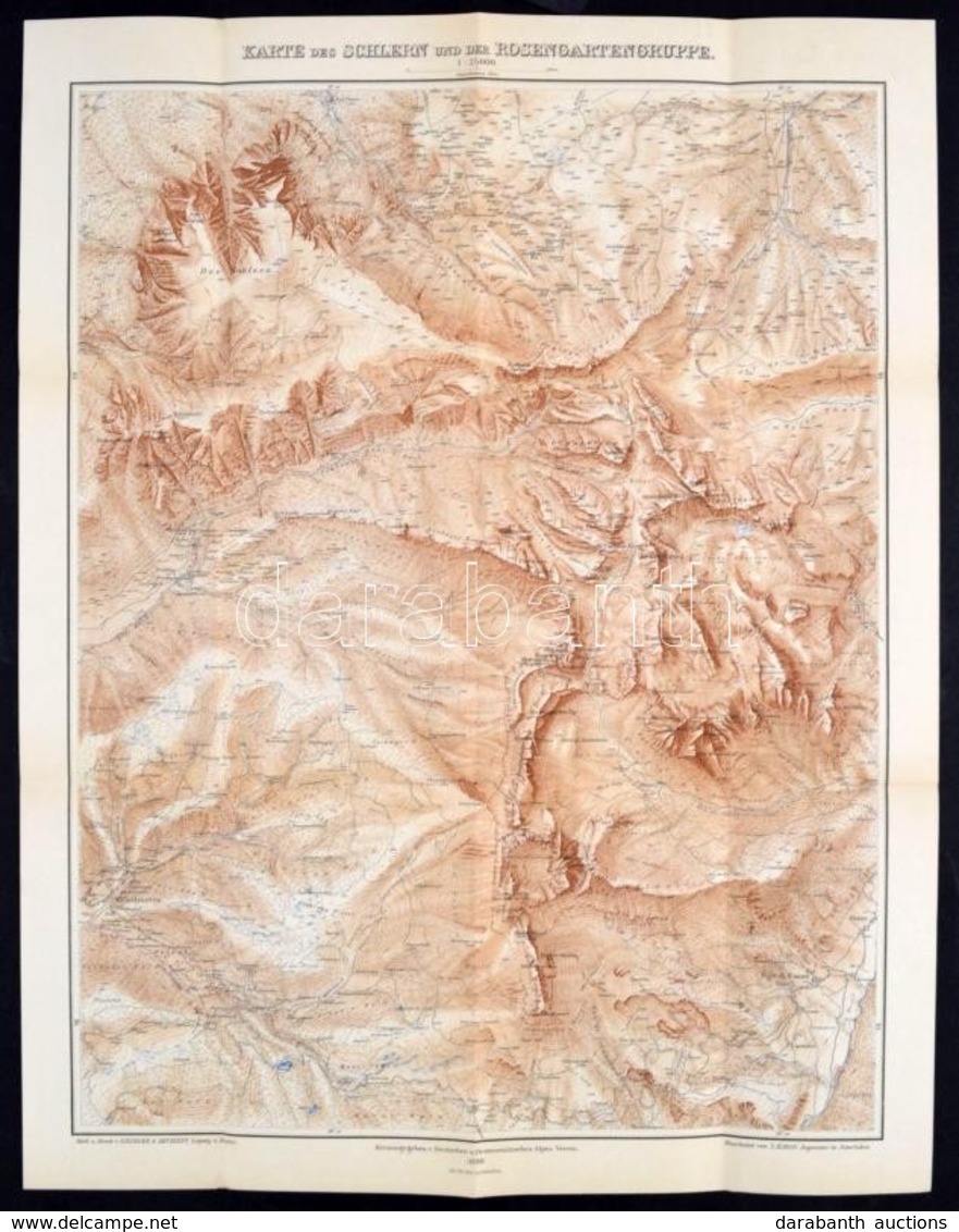 1898 A Schern és A Rosenthalergruppe Térképe / 1898 Large Map Of The Schern And The Rosenthaler Groups 50x70 Cm - Sonstige & Ohne Zuordnung