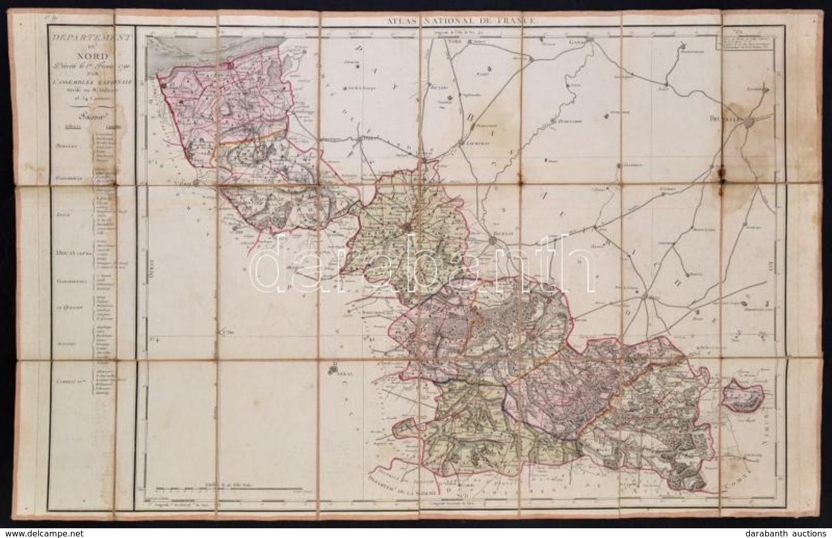 Cca 1800 Département Du Nord. Décreté Le Fevrier 1790 Par L'Assemblée Nationale Divise En 8 Disticts Et 54 Cantons. Fran - Andere & Zonder Classificatie