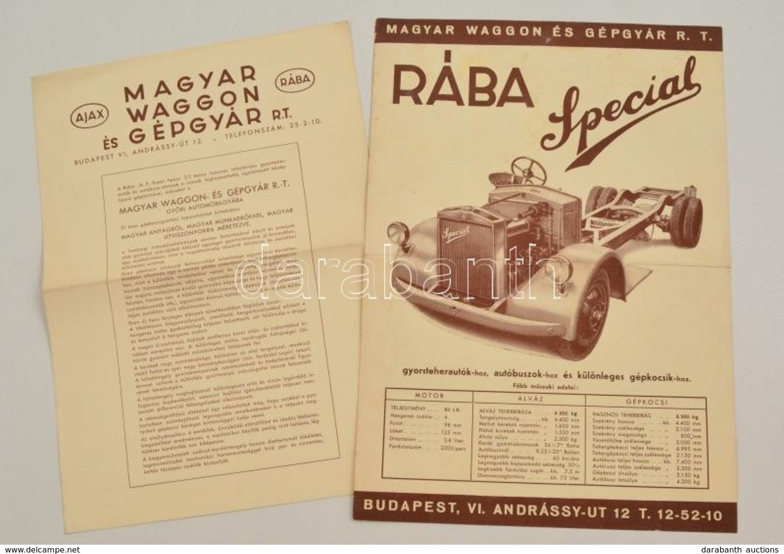 Cca 1930 Rába Magyar Waggon és Gépgyár Rt. Két Reklámnyomtatványa - Unclassified