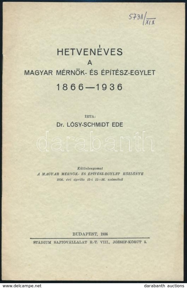 1936 Hetvenéves A Magyar Mérnök és Építészegylet. 8p. - Zonder Classificatie