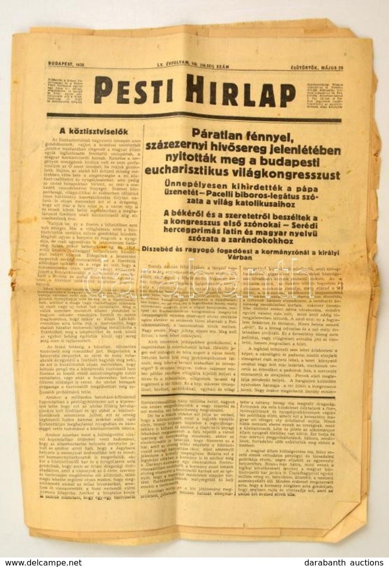 1938 A Pesti Hírlap Az Eucharisztikus Kongresszus Megnyitásáról Tudósító Száma - Unclassified